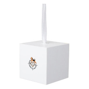 Airedale Terrier Dog Jumping Heart Ekg Line Cube Ornament