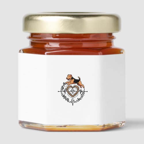 Airedale Terrier Dog Jumping Heart Ekg Line Honey Jar Favors