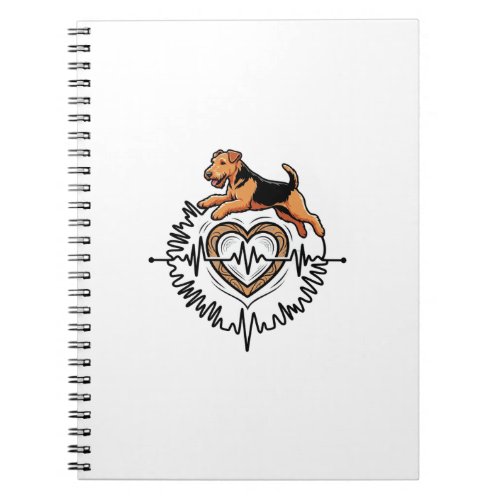 Airedale Terrier Dog Jumping Heart Ekg Line Notebook