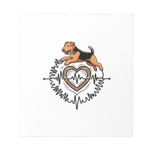 Airedale Terrier Dog Jumping Heart Ekg Line Notepad