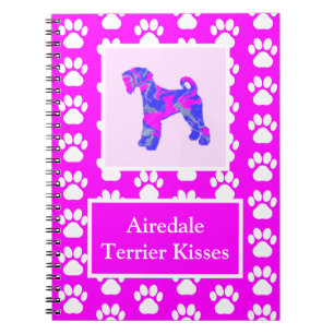 Airedale Terrier Dog Kisses Silhouette Cute P&B Notebook