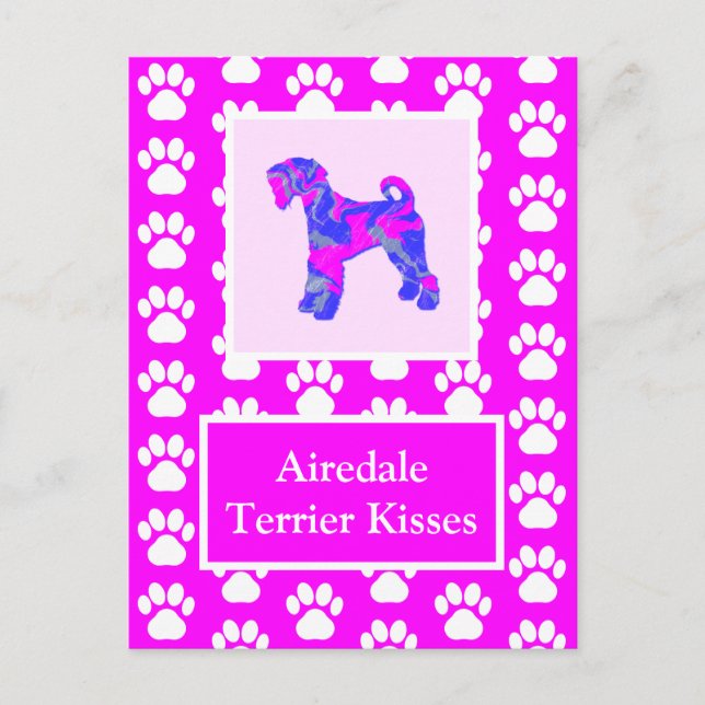 Airedale Terrier Dog Kisses Silhouette Cute P&B Postcard (Front)
