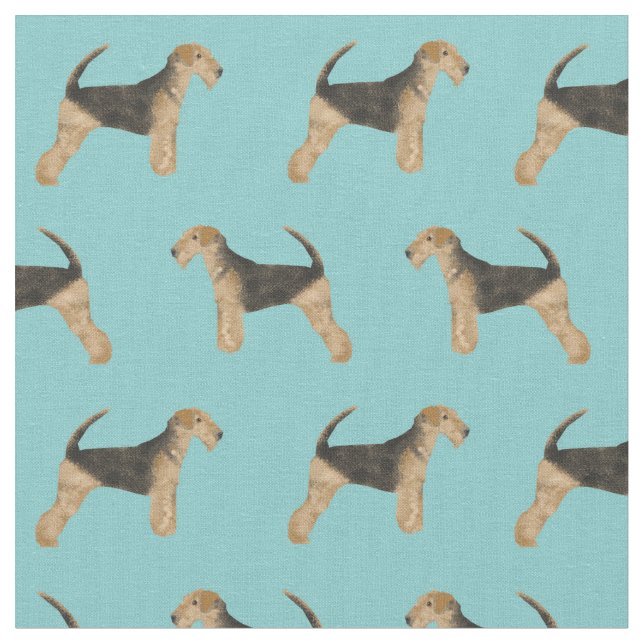 airedale terrier dog light blue fabric (Close Up)