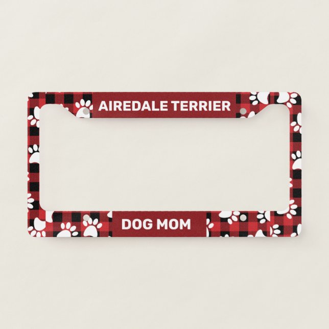Airedale Terrier Dog Mom License Plate Frame (Front)