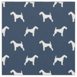 airedale terrier dog navy silhouette fabric