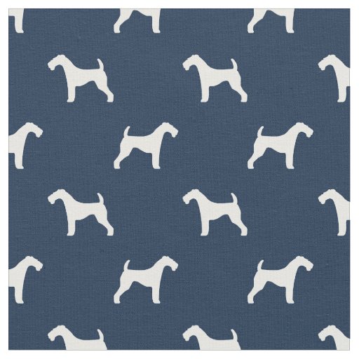 airedale terrier dog navy silhouette fabric