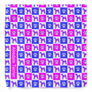 Airedale Terrier Dog & Paw Pink Bandana