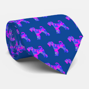 Airedale Terrier Dog Pink & Blue Dark Blue Tie