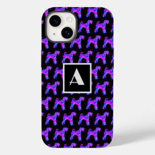 Airedale Terrier Dog Pnk Blu Silhouette Mono Black Case-Mate iPhone 14 Case