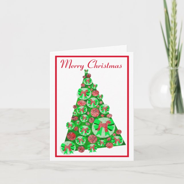 Airedale Terrier Dog Silhouette Christmas Tree Whi Card (Front)