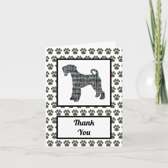 Airedale Terrier Dog Silhouette Grid Thank You Card (Front)