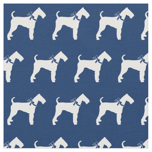 Airedale Terrier Dog Silhouette Pet Navy Blue Fabric