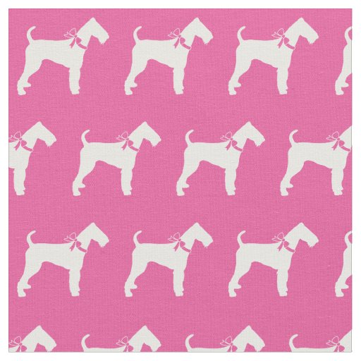 Airedale Terrier Dog Silhouette Pet Pink Fabric