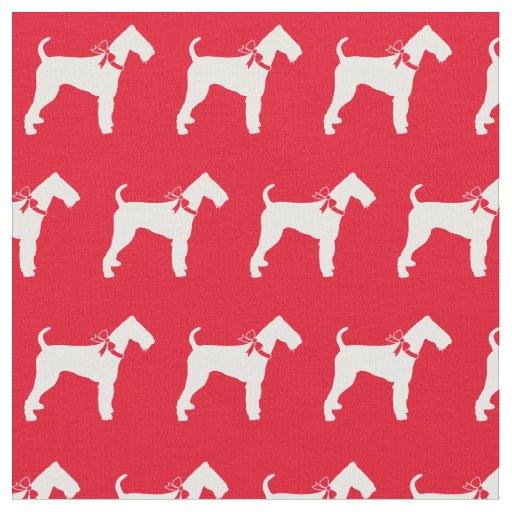 Airedale Terrier Dog Silhouette Pet Red Fabric