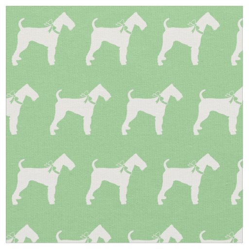 Airedale Terrier Dog Silhouette Pet Sage Green Fabric