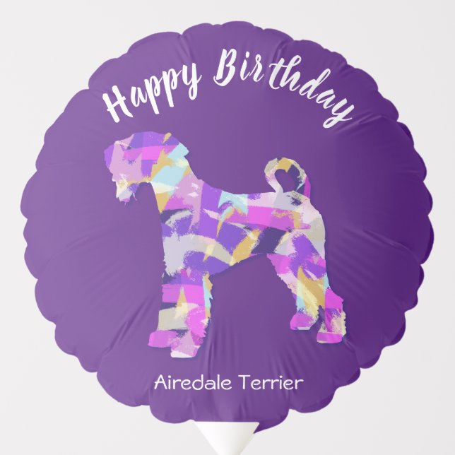 Airedale Terrier Dog Silhouette PPY&B Fun Birthday Balloon (Front)
