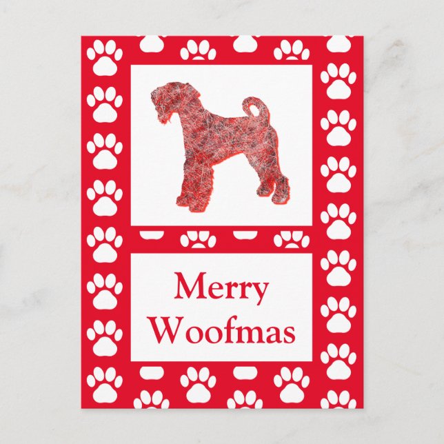 Airedale Terrier Dog Silhouette RedMerry Christmas Postcard (Front)