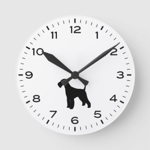 Airedale Terrier Dog Silhouette Round Clock