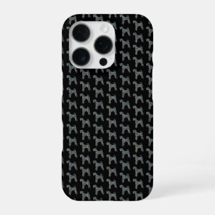 Airedale Terrier Dog Silhouette Yellow Black Grid iPhone 16 Pro Case
