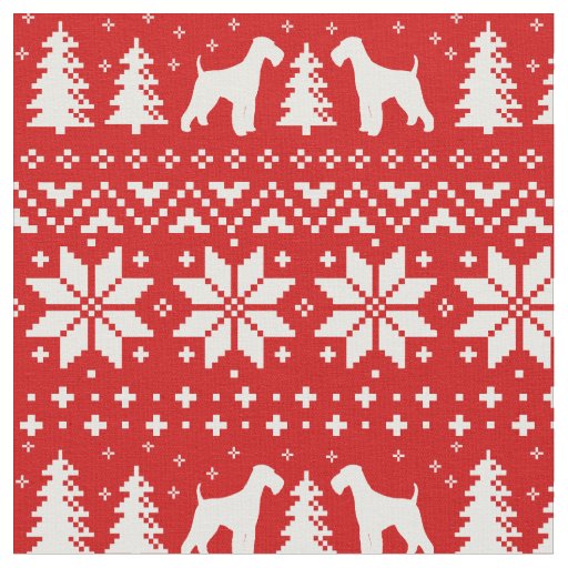 Airedale Terrier Dog Silhouettes Christmas Holiday Fabric