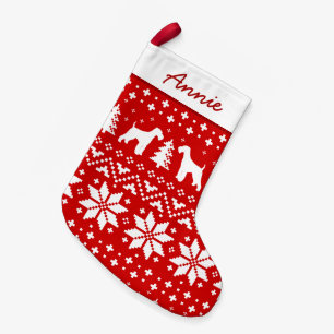 Airedale Terrier Dog Silhouettes Holiday Pattern Small Christmas Stocking