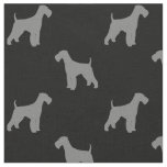 Airedale Terrier Dog Silhouettes Pattern Grey Fabric