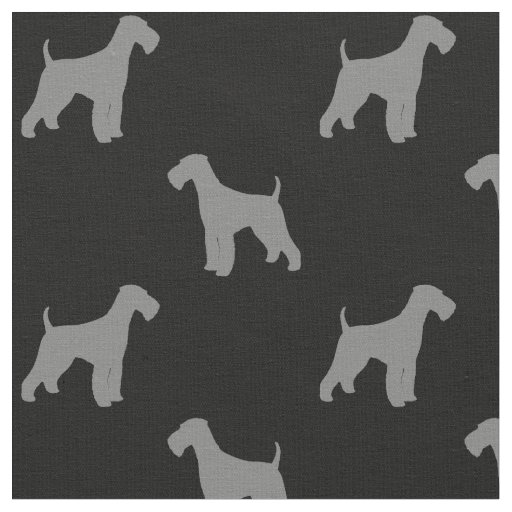 Airedale Terrier Dog Silhouettes Pattern Grey Fabric