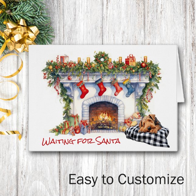 Airedale Terrier Dog Wait for Santa Cards (Creator Uploaded)