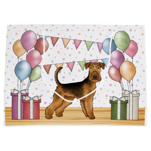 Airedale Terrier Dog With Pastel Colors Birthday Large Gift Bag