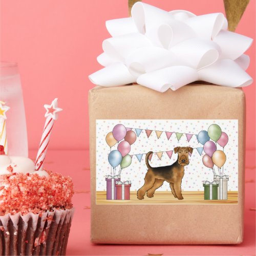 Airedale Terrier Dog With Pastel Colors Birthday Rectangular Sticker