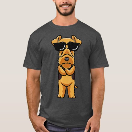 Airedale Terrier Dog With Sunglasses Emoticon Prem T_Shirt