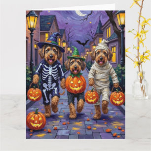 Airedale Terrier Dogs Trick-or-Treating Halloween  Card