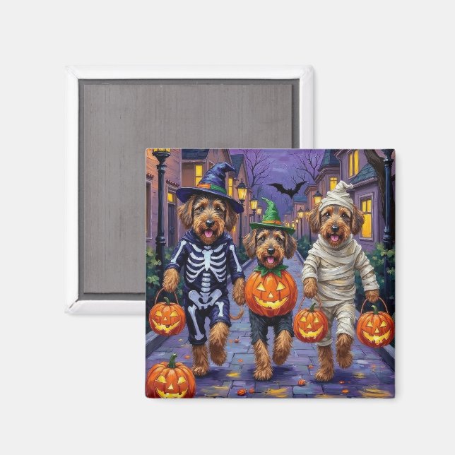 Airedale Terrier Dogs Trick-or-Treating Halloween  Magnet (Front/Back)