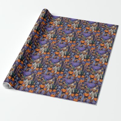 Airedale Terrier Dogs Trick-or-Treating Halloween  Wrapping Paper