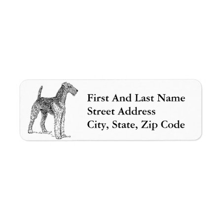 Airedale Terrier Elegant Dog Drawing Label