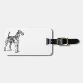 Airedale Terrier Elegant Dog Drawing Luggage Tag by CorgisandThings at Zazzle