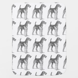 Airedale Terrier Elegant Dog Drawing Stroller Blanket
