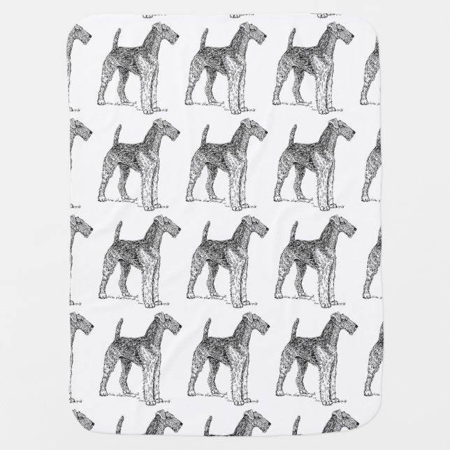Airedale Terrier Elegant Dog Drawing Stroller Blanket (Front)