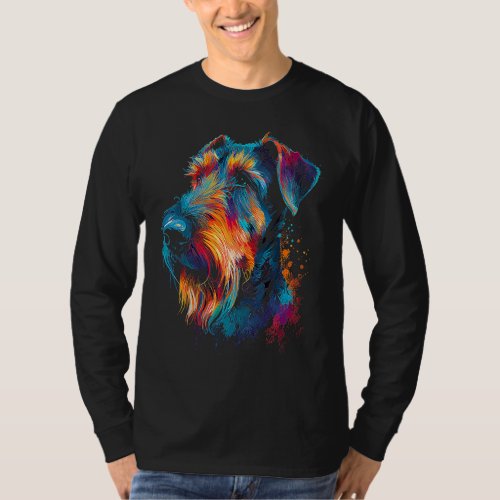 Airedale Terrier Face Colorful For Dog Owners T_Shirt