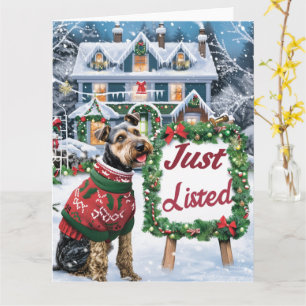 Airedale Terrier Festive Humor Realtor Christmas Card