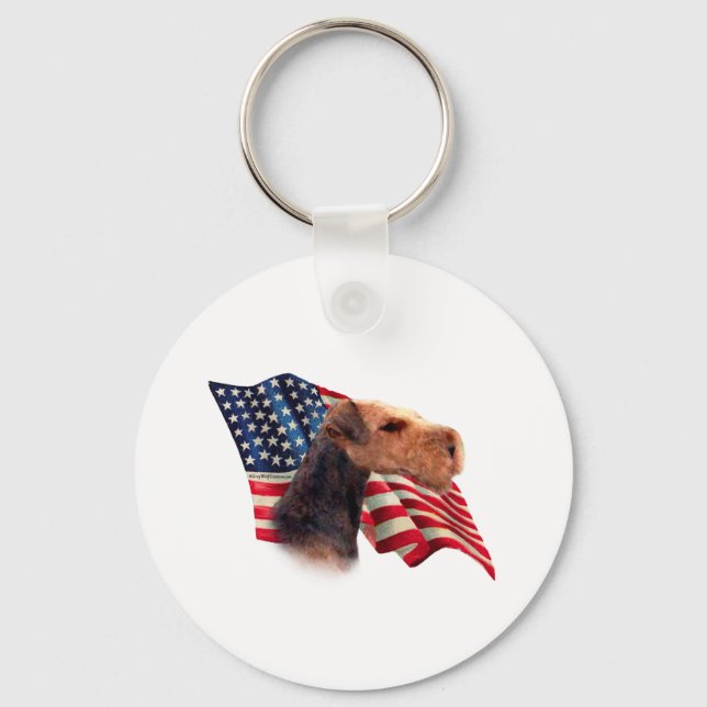Airedale Terrier Flag Keychain (Front)