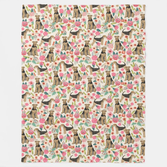 Airedale Terrier Floral print blanket (Front)