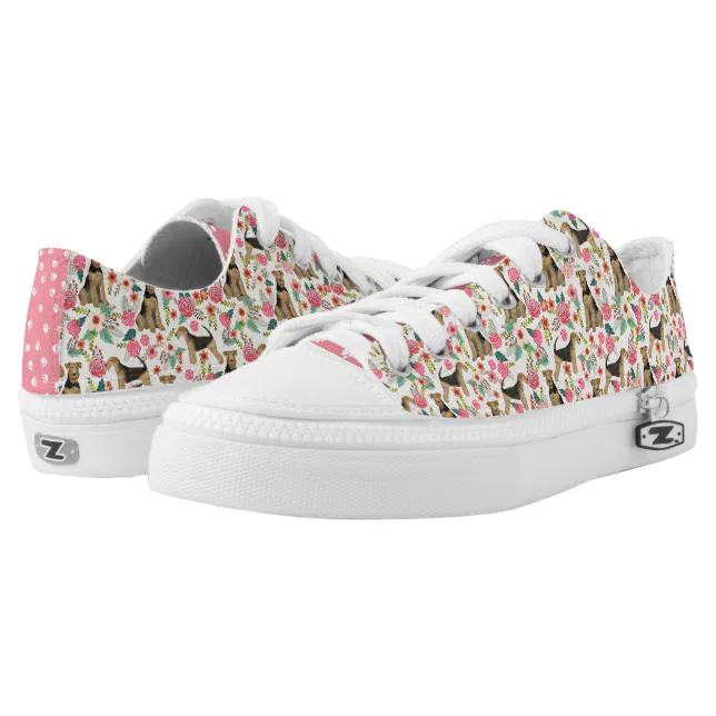 Airedale Terrier Floral sneakers dog print shoes Zazzle