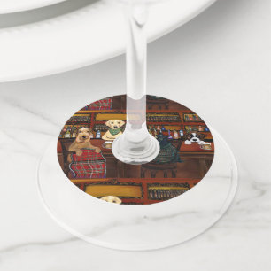  AIREDALE TERRIER  & FRIENDS       WINE GLASS TAG
