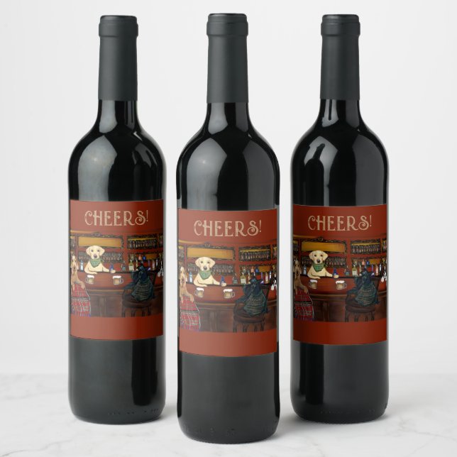  AIREDALE TERRIER  & FRIENDS       WINE LABEL (Bottles)