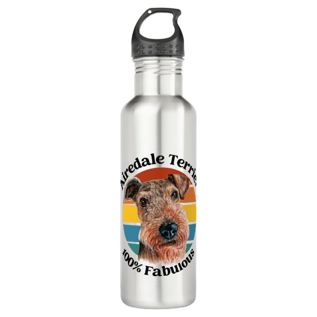 Airedale Terrier funny quote Stainless Steel Water Bottle (Front)