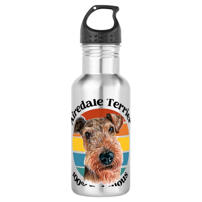 Airedale Terrier funny quote Stainless Steel Water Bottle (Front)