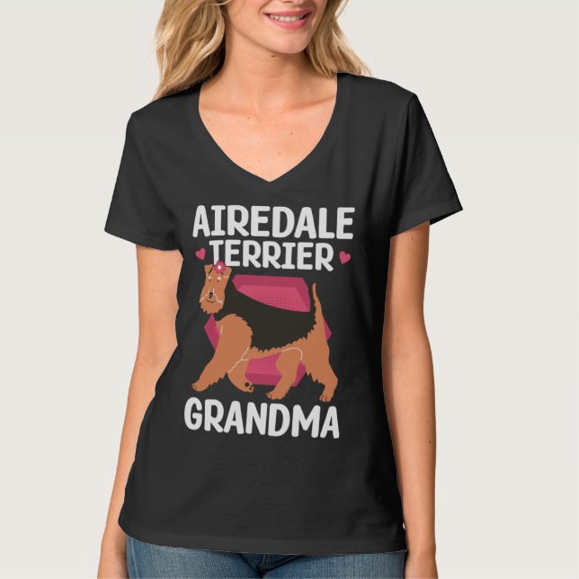 Airedale Terrier Grandma Dog Owner Airedale Terrie T-Shirt (Front)