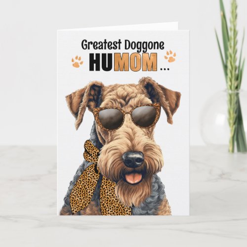 Airedale Terrier Greatest HuMOM Mothers Day Holiday Card