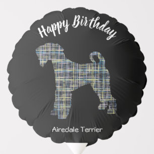 Airedale Terrier Grid Silhouette Dog Birthday Blk Balloon